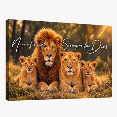 Cuadro Familia Leones, Nunca Fue Suerte Siempre Fue Dios