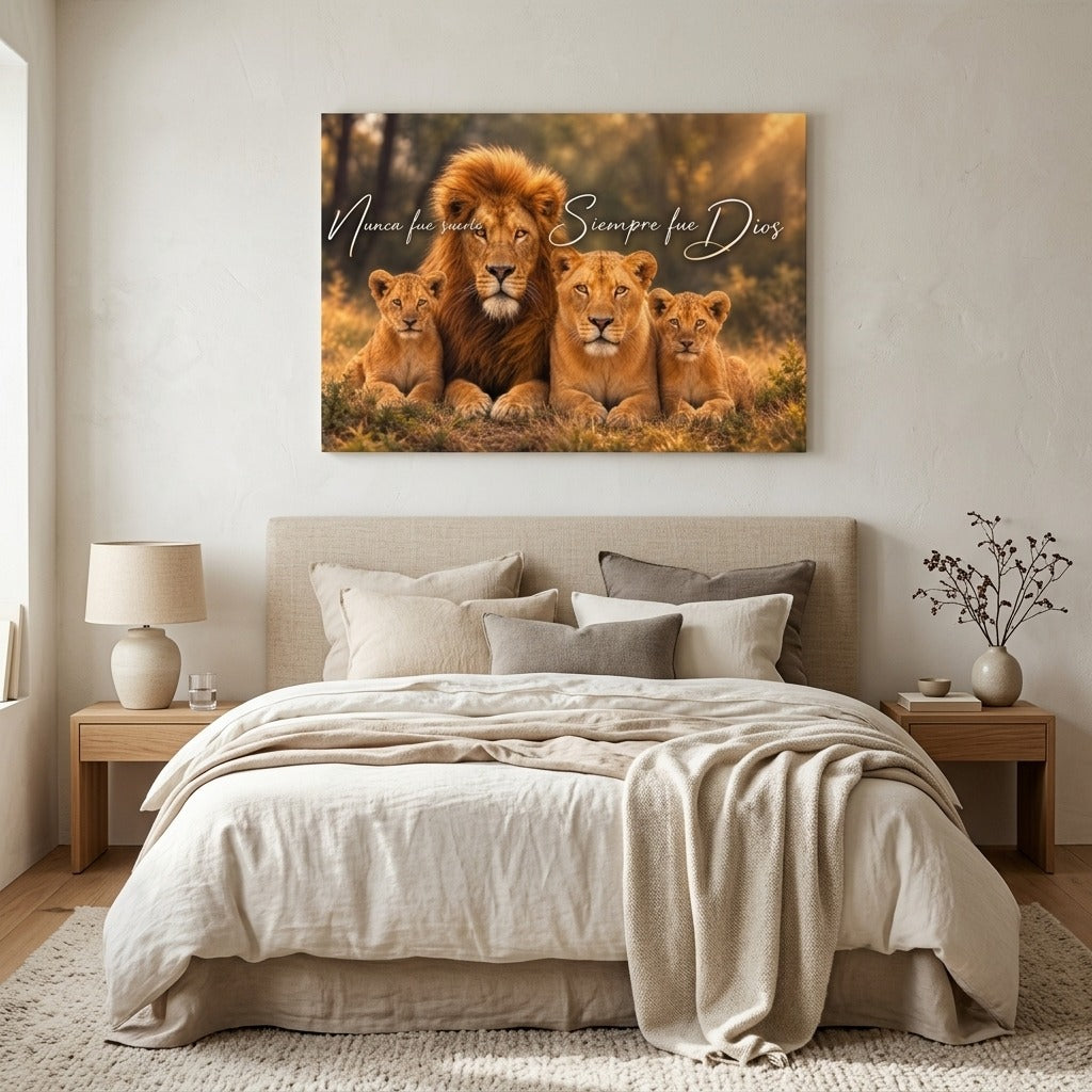 Cuadro Familia Leones, Nunca Fue Suerte Siempre Fue Dios