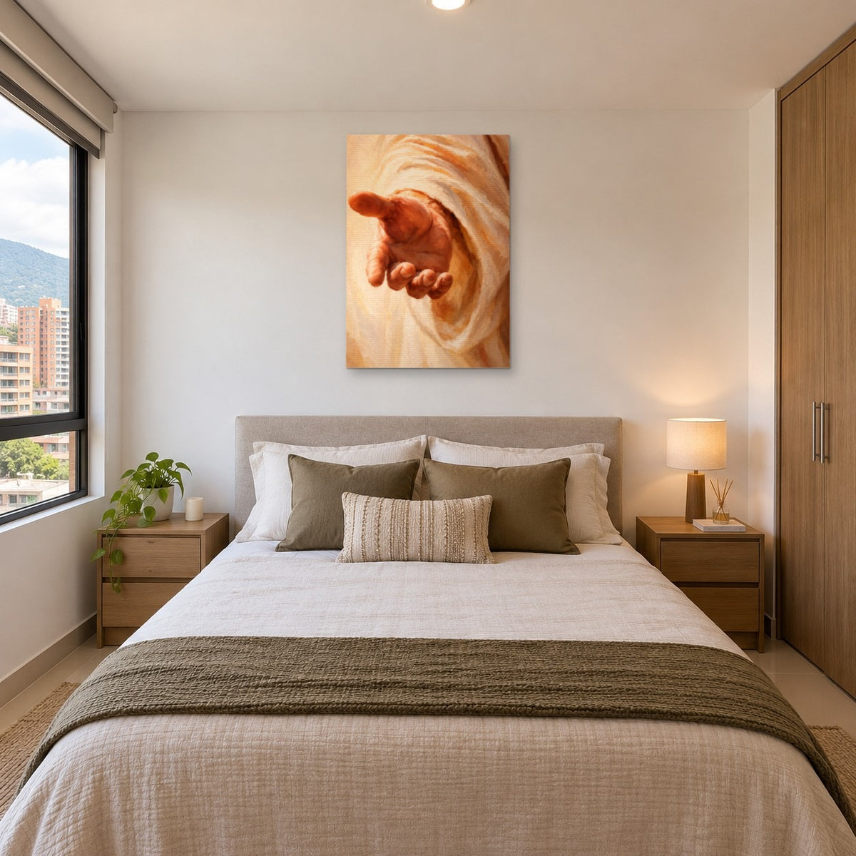 Cuadro La Mano de Jesús Nunca Estás Solo en la habitación