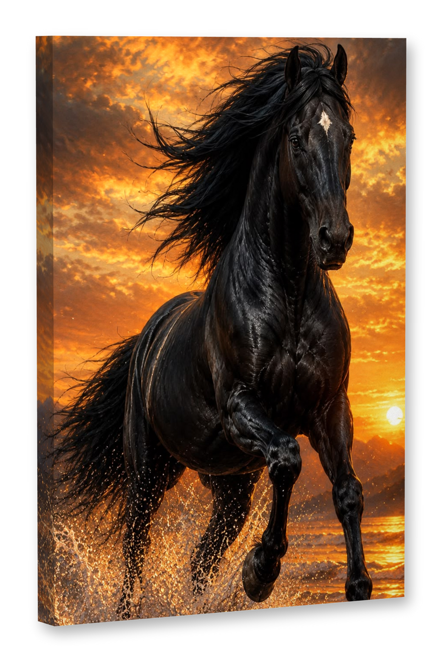 Cuadro Caballo Negro Libertad al Atardecer – Exclusivo