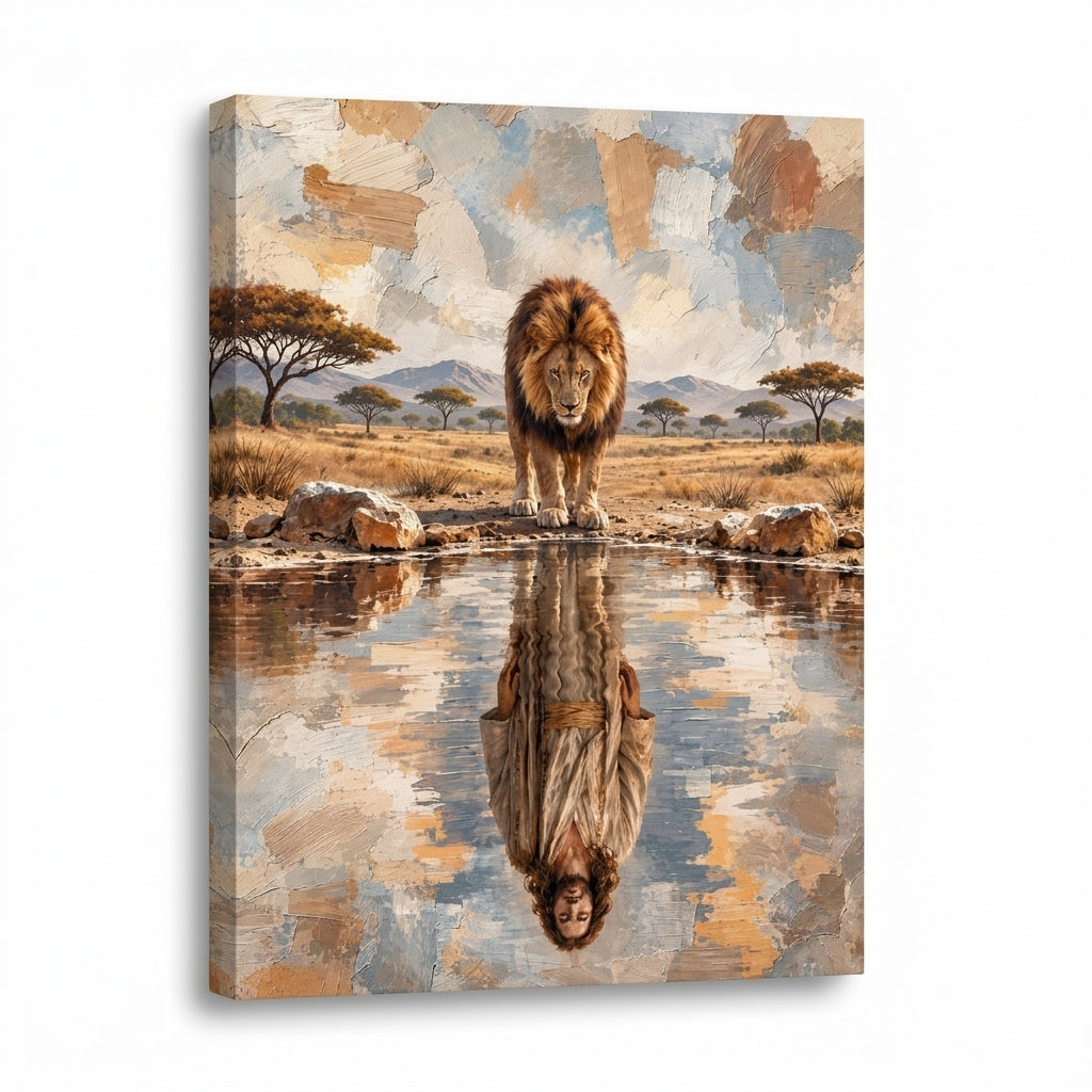 Cuadro león reflejo en el agua exclusivo